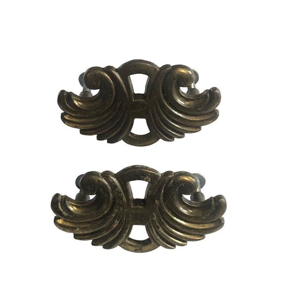 Set of 2 Solid Brass Vintage Decor Cover Plate Hardware - Picture 1 of 5